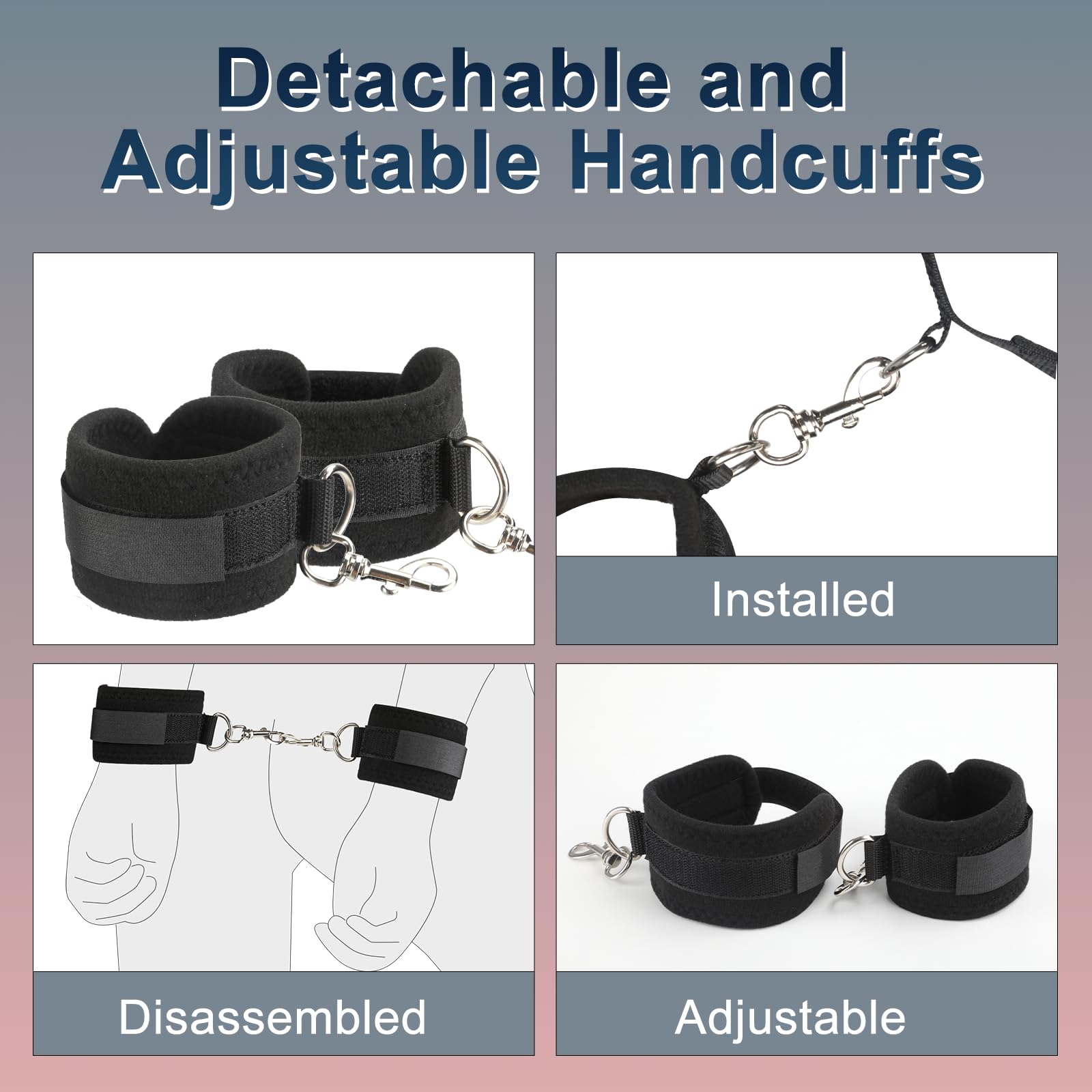 BDSM Bondage Gear Set - Adjustable Thigh Sling & Detachable Handcuffs with Blindfold | Premium Restraints Kit for Couples Play, Adult Games & Sensual Exploration