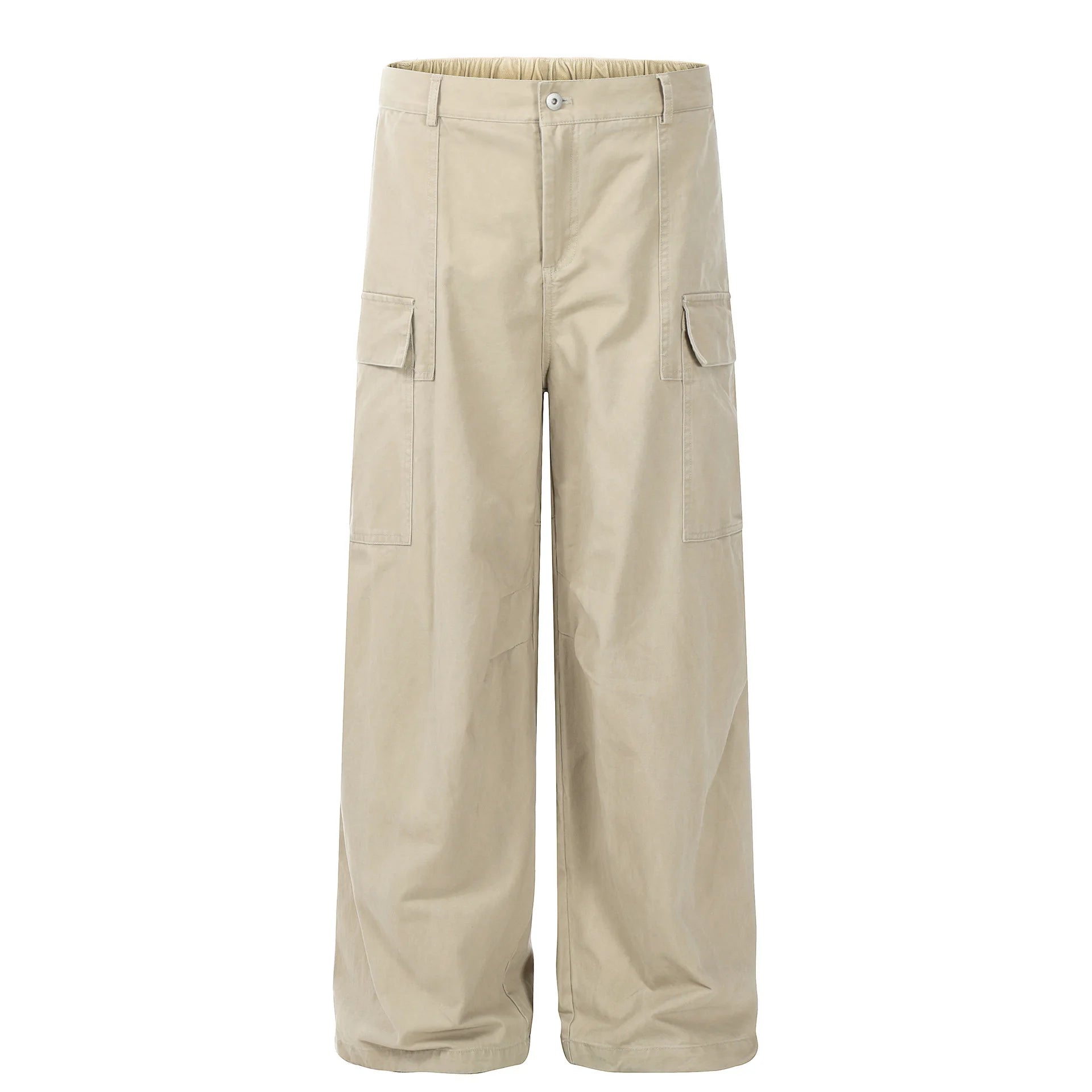 American Style Men's Cargo Pants with Large Pockets - Straight Leg, Half Elastic Waist, Loose Fit Comfortable Trousers for Outdoor Work, Hiking & Casual Wear | Model 9C9250