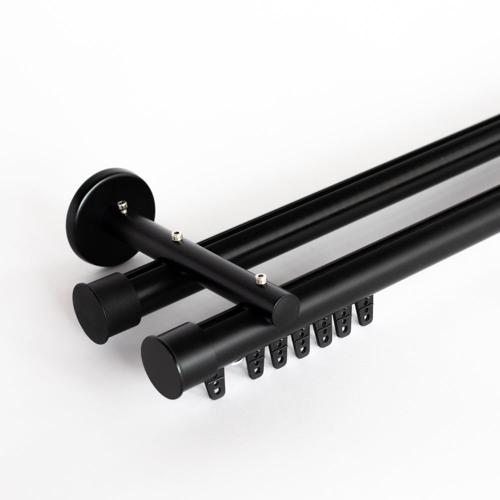 Heavy Duty Channel Track Double Wall Bracket for Round Rods - Sturdy Metal Mounting Bracket for Curtains, Blinds, and Room Dividers - Perfect for Home, Office, and Commercial Spaces