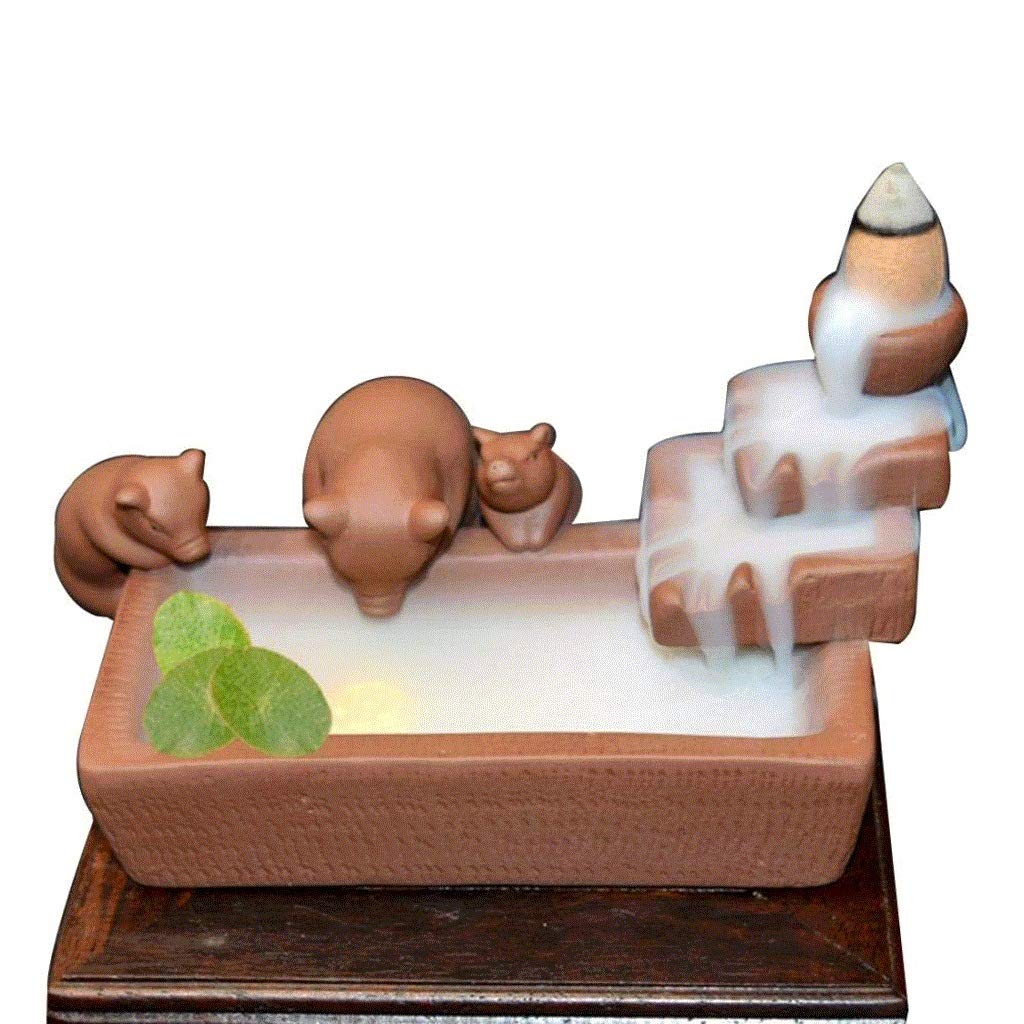 XJJZS Handmade Waterfall Incense Burner - Cute Pig Design for Home Aromatherapy & Decoration | Perfect for Meditation, Yoga & Relaxation Spaces