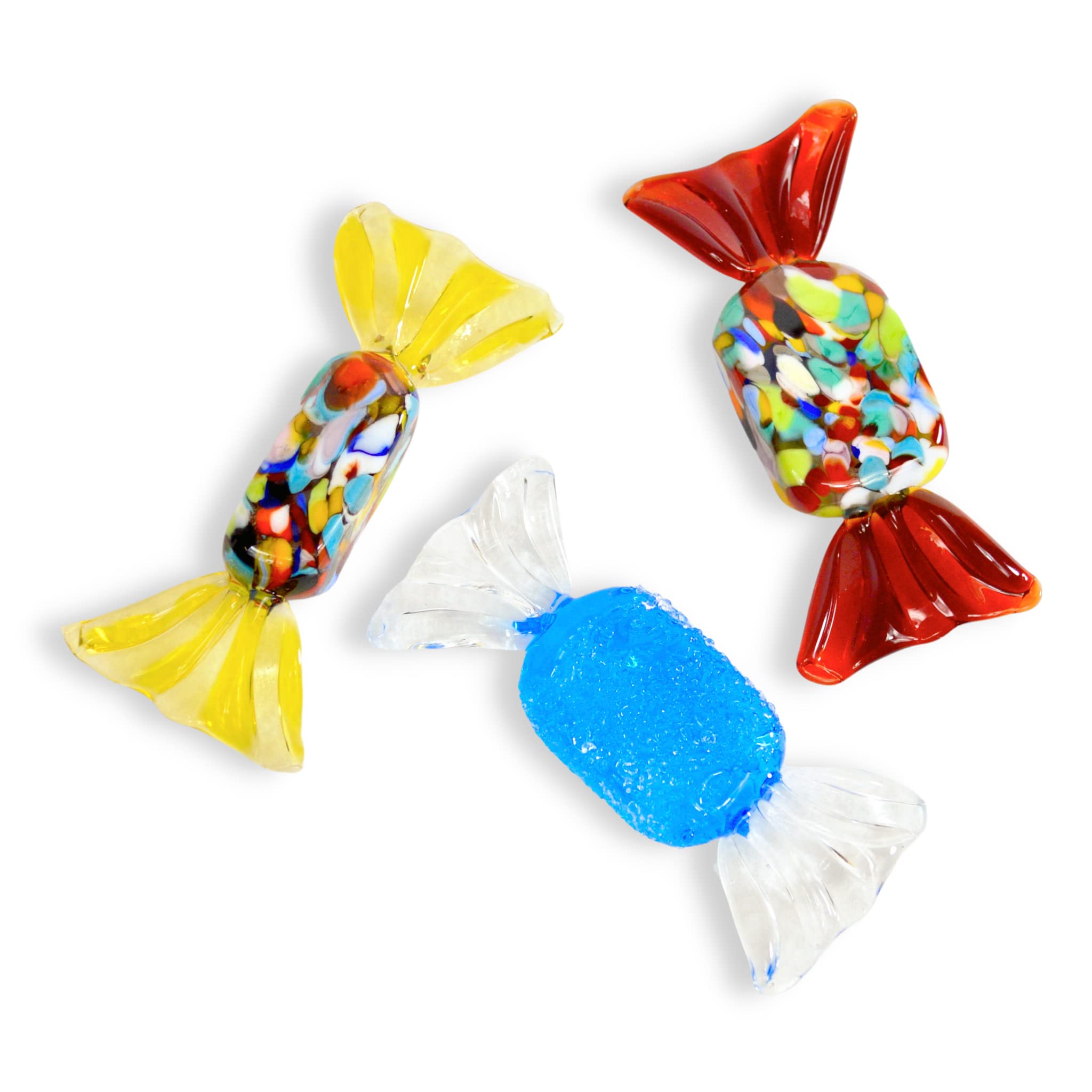 Handmade Murano Glass Vintage Sweets Artificial Candy Decor - 3 Piece Set - Italian Glass Candy Figurines - Cute Home & Party Decorations - Made in Italy - Perfect for Table Centerpieces, Gift Box Fillers, and Dessert Table Displays