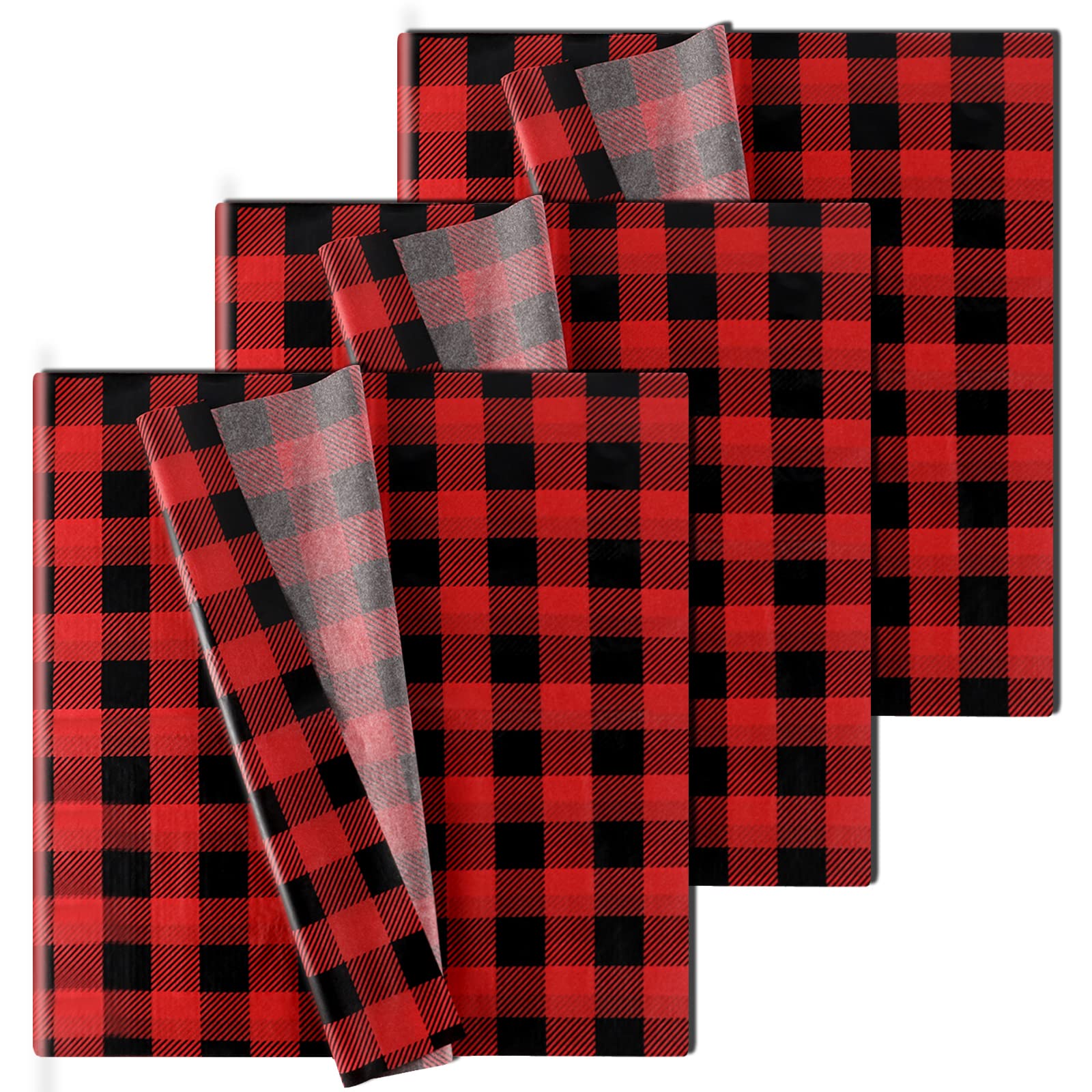 60 Sheet 20x20 Inch Large Buffalo Plaid Holiday Tissue Paper - Christmas Wrapping Paper for DIY Crafts, Rustic Gifts, Party Decorations | Perfect for Christmas Presents, Gift Bags, and Seasonal Home Decoration