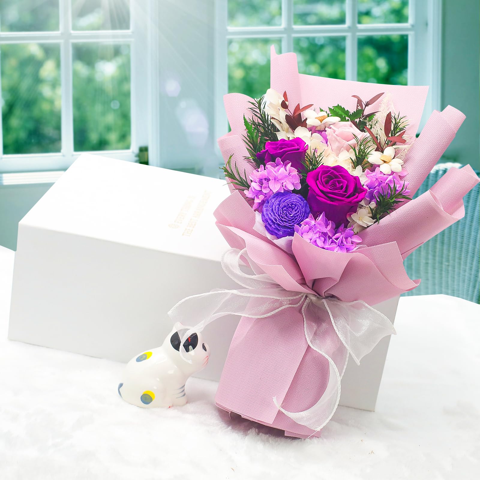 VTJMB Preserved Flower Bouquet - Long Lasting Roses for Women, Birthday & Anniversary Gifts - Perfect for Home Decor, Wedding Centerpieces & Romantic Surprises