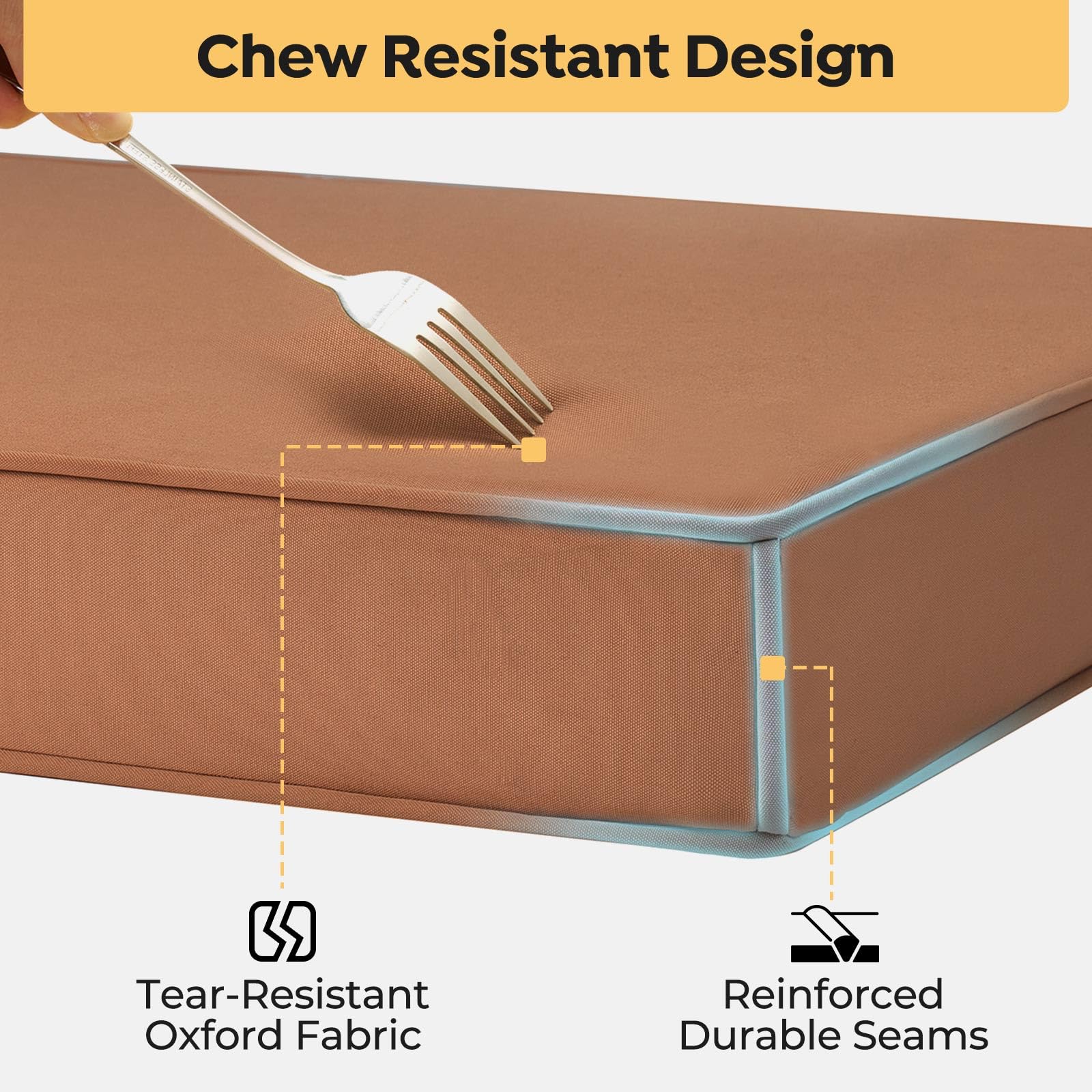 Veehoo Chew Proof Dog Bed for Crate - Durable Waterproof Pet Bed with Removable Washable Cover & Memory Foam - Perfect for Large Dogs, Indoor & Outdoor Use, Kennel or Crate Comfort