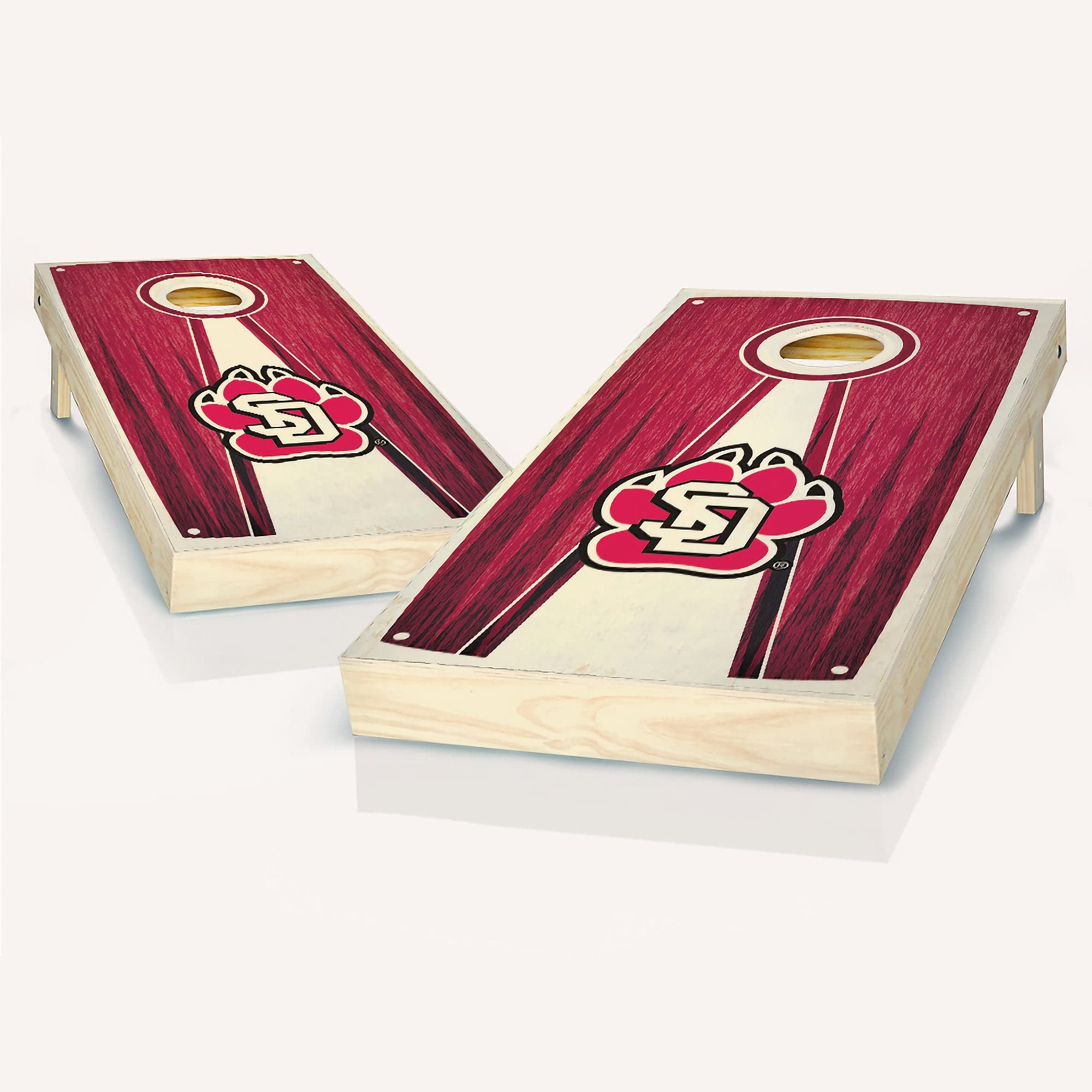 Premium South Dakota Stained Pyramid Cornhole Game Set - 2 Wooden Boards & 8 Bean Bags for Outdoor Lawn Games, Tailgating, Backyard Parties, and Family Fun