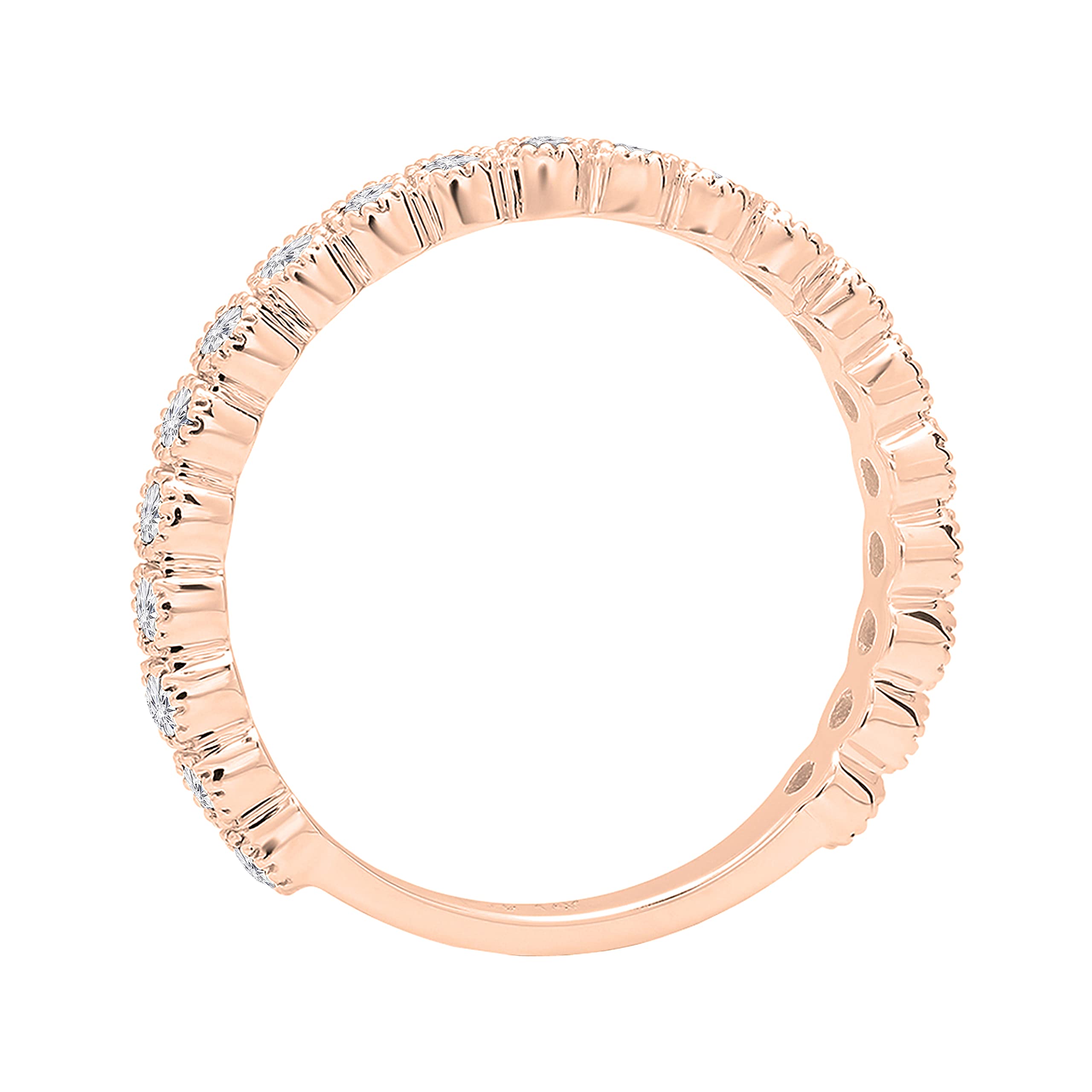 10K Solid Gold Round Cubic Zirconia Stackable Wedding Eternity Band Ring for Women - White Clean Clarity | Dazzlingrock Collection | Perfect for Bridal Jewelry, Anniversary Gifts & Everyday Elegance
