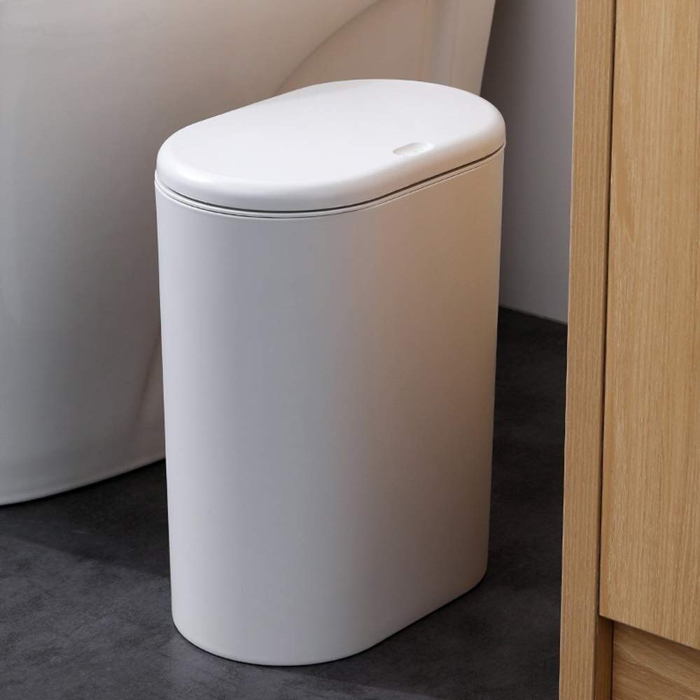 Mini Rectangular Plastic Trash Can with Lid - Large Capacity Indoor/Outdoor Garbage Bin for Home, Office & Commercial Use - Odor Control & Durable White Waste Storage Container