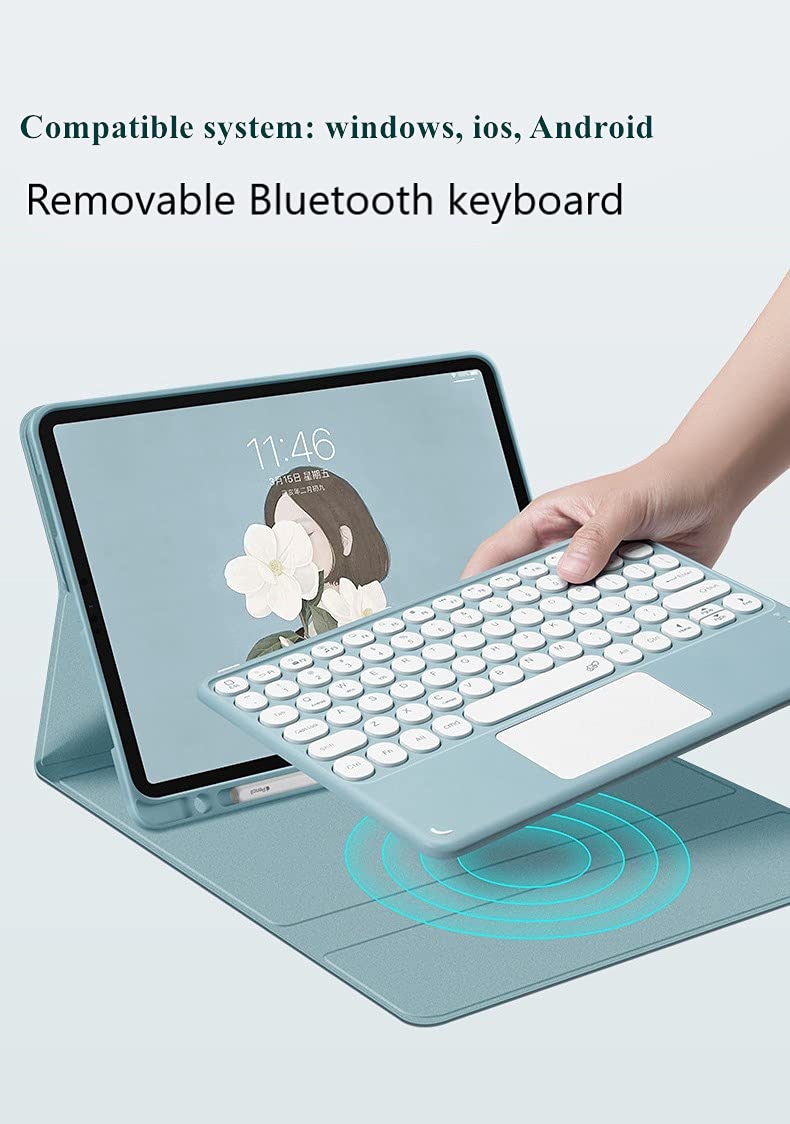Magnetic Detachable Bluetooth Keyboard Case for iPad Air 11'' 2024 / iPad Air4 Air5 - Slim Smart Touch Keyboard with Round Keys & Pen Holder (Pink) - Perfect for Work, Study & Travel