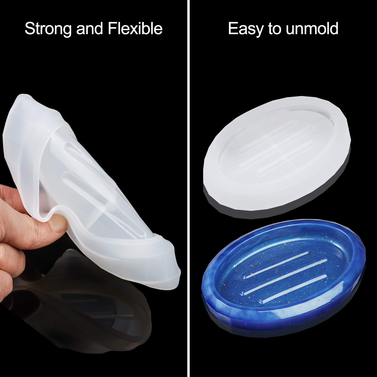 NiArt 3-Piece Epoxy Resin Casting Silicone Mold Set - Soap Holder for Bathroom & Kitchen - DIY Handmade Craft Supplies for Home Decor, Sponge & Scrubber Storage - Perfect for Resin Art, Soap Making & Bathroom Organization