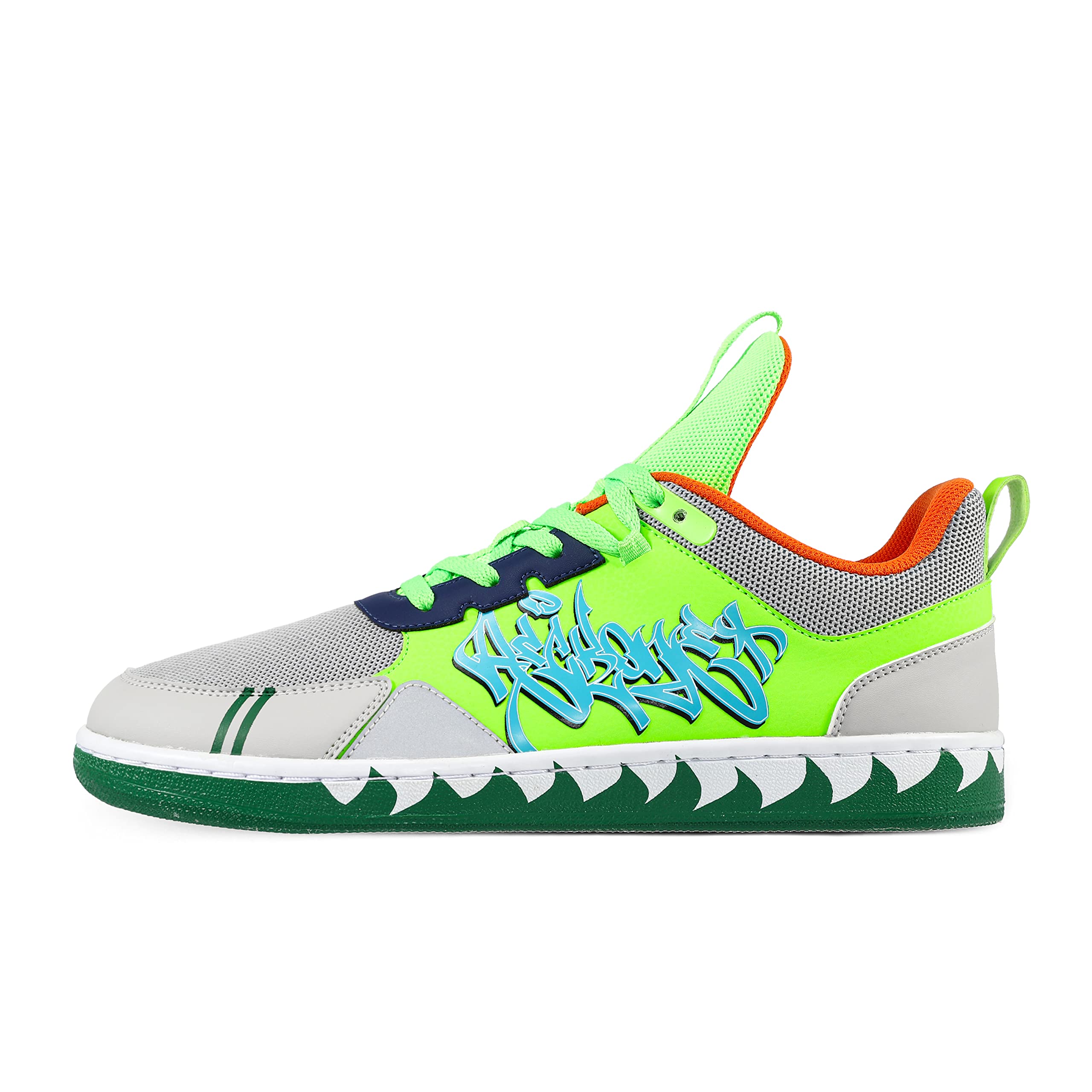 **Soulsfeng X Reckone Breathable Lightweight Skate Shoes for Men & Women - Casual Skateboarding, Walking, Tennis Sneakers in Grey & Green | Perfect for Streetwear & Outdoor Sports**