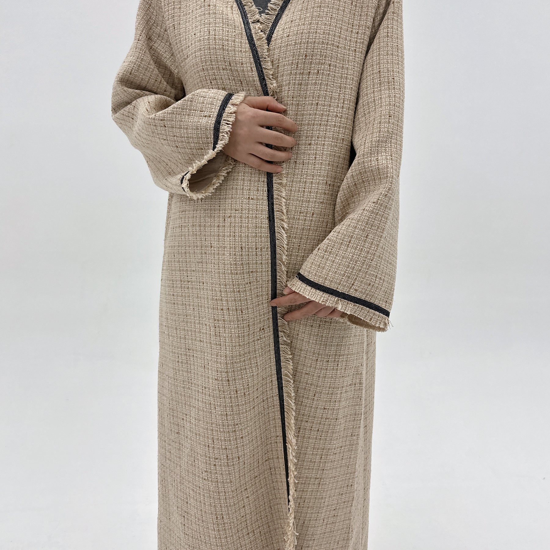 Clara Tweed Duster Coat in Camel Color - Elegant Women's Outerwear for Fall & Winter | Perfect for Office, Date Night & Special Occasions