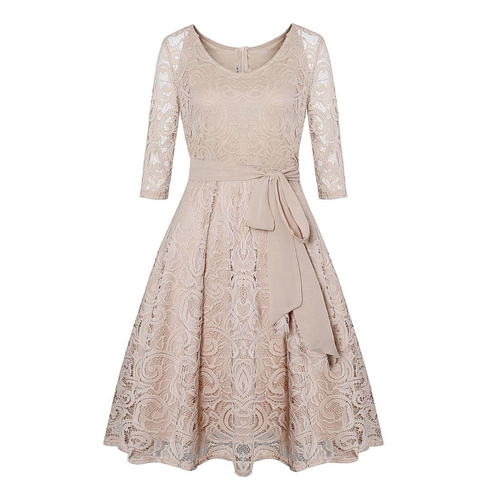Elegant Women's Casual Long Sleeve Lace Dress - Perfect for Office, Party & Date Night Outfits