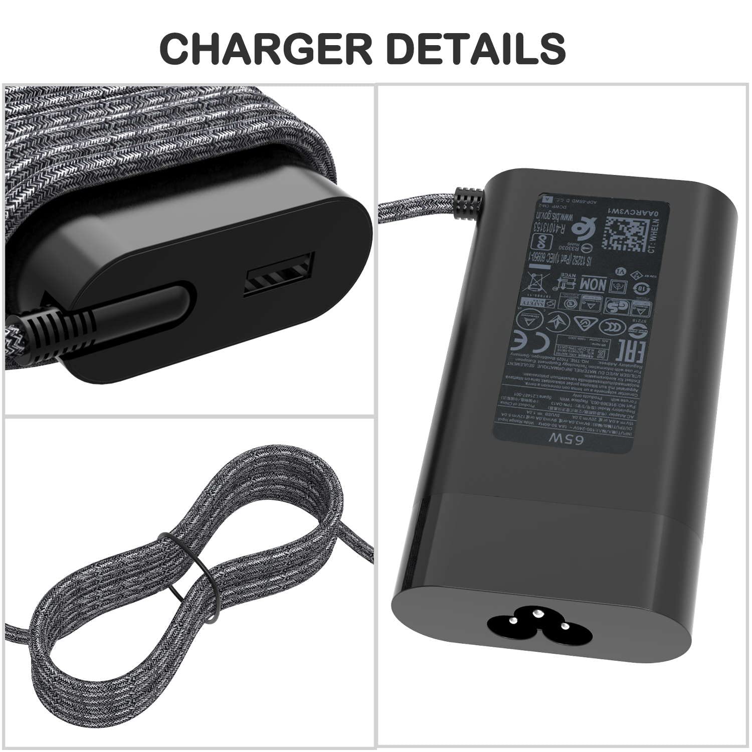 65W HP USB-C Laptop Charger - Original Replacement Power Adapter for HP Elitebook x360, Spectre X360, Chromebook, Elite x2, ProBook, Pavilion, Envy | Fast Charging AC Power Supply | Perfect for Travel, Office & Home Use