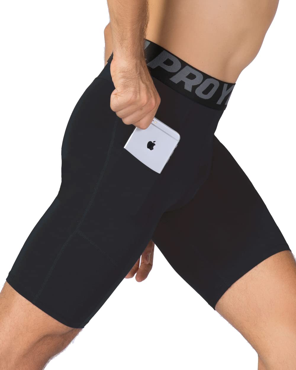 Yuerlian Men's Compression Shorts with Pockets - Spandex Athletic Workout Running Shorts, Performance Baselayer Underwear for Gym, Cycling & Sports Activities