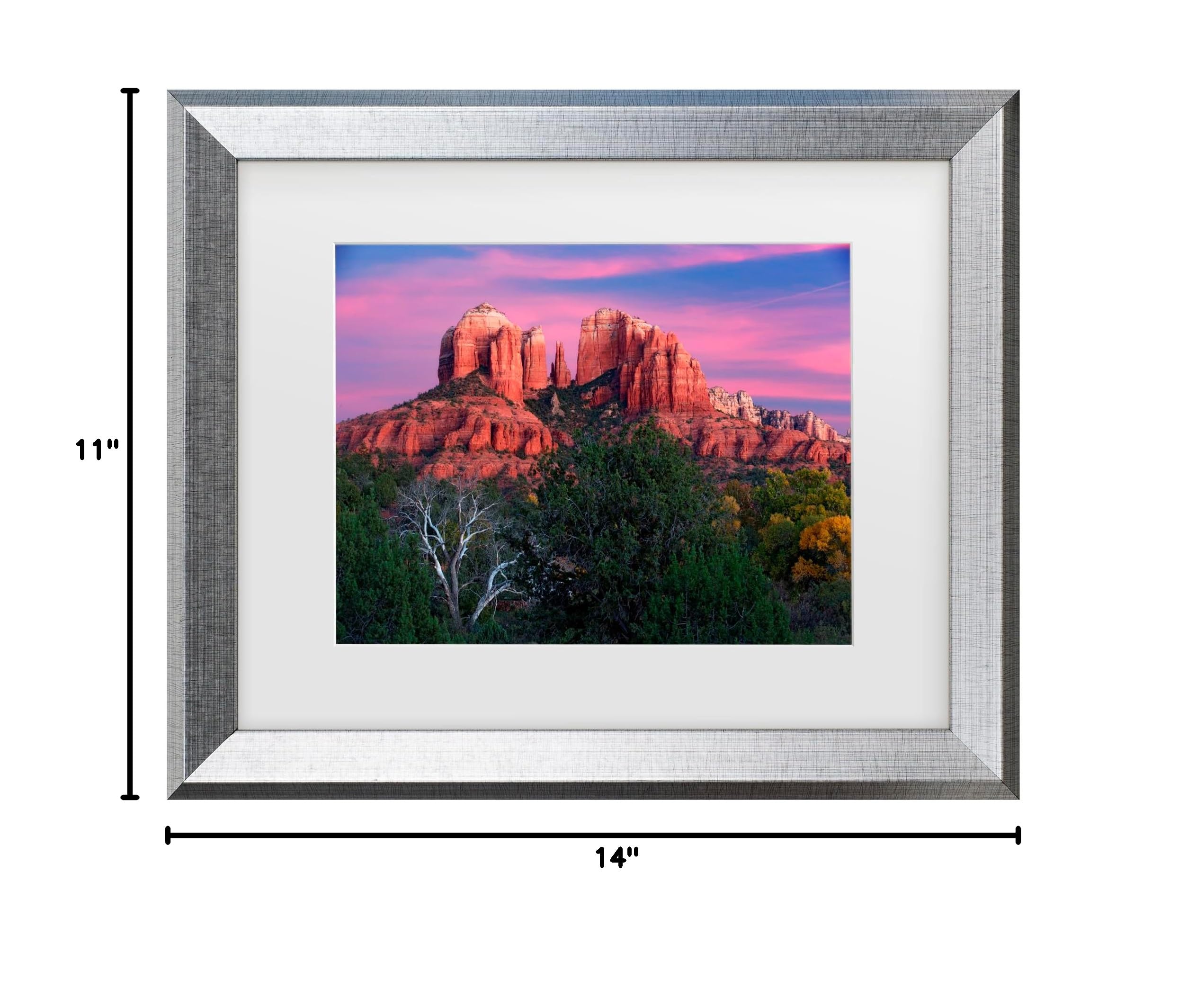 Mike Jones 'Sedona Cathedral Rock Dusk' Framed Wall Art Print - Sunset Landscape Photography for Living Room, Bedroom & Office Decor