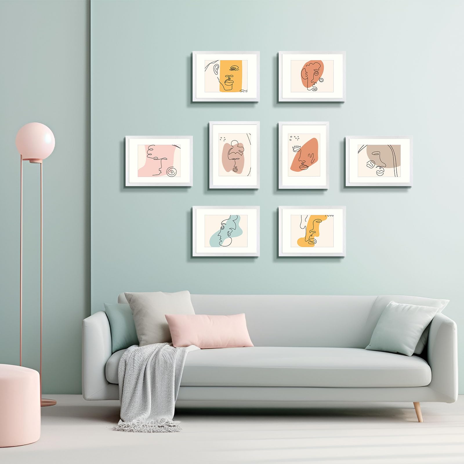 Golden State Art 12x16 Picture Frame Set of 8 - White Wooden Frames with 8.5x11 Mat or 12x16 Without Mat - Perfect for Wall Gallery, Home Decor & Office Display