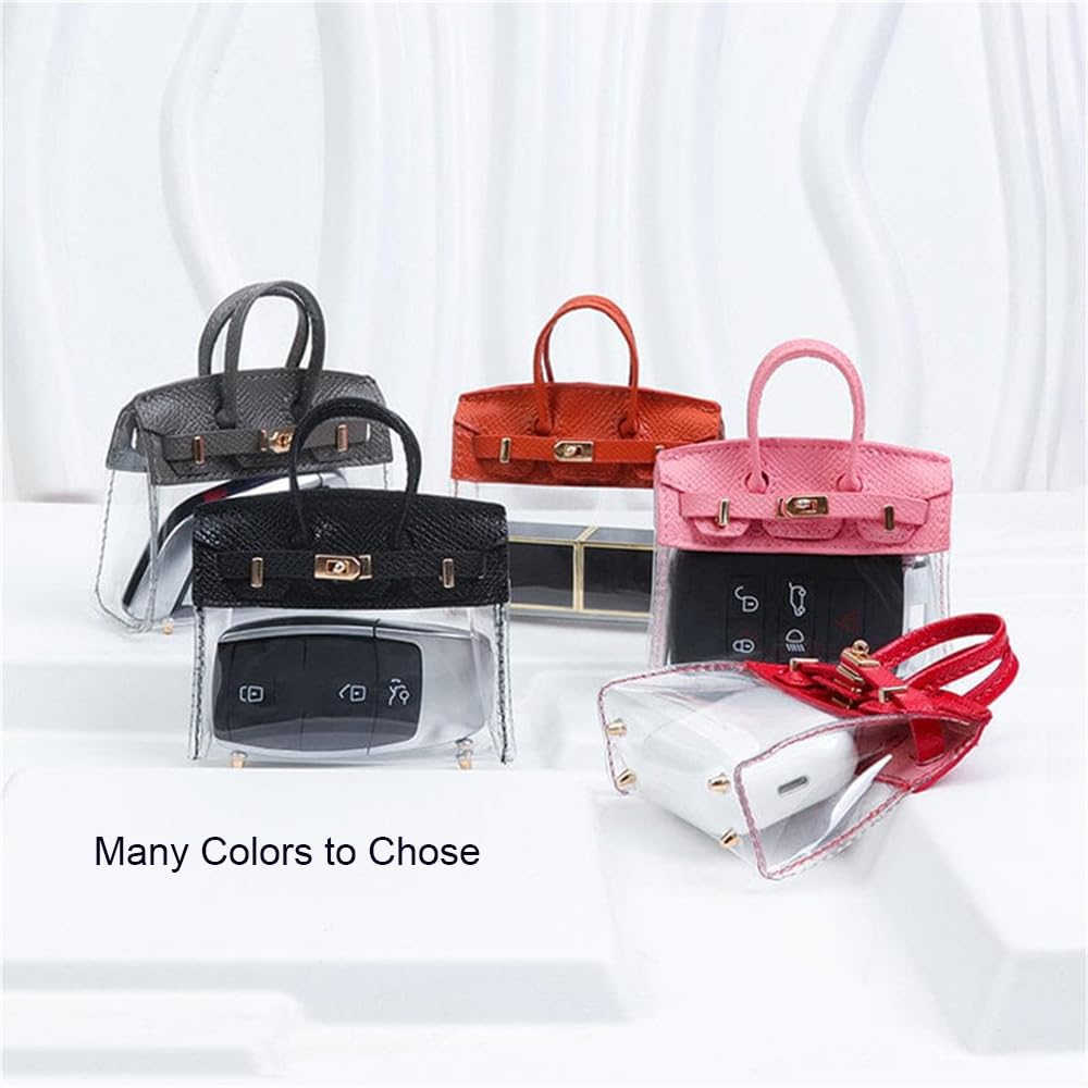 Mini Creative Handbag Design Car Key Holder - Exquisite Transparent Small Keychain Purse with Universal Buckle for Women | Perfect for Key Organization, Gift Giving & Daily Use