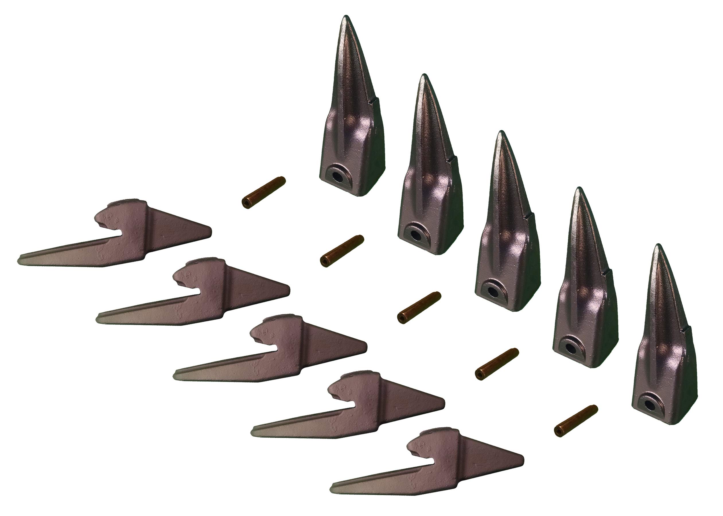 Mini Excavator Bucket Combo with Weld-on Shanks, Teeth & Pins - 835x156 X156TL (5-Piece Set) for Digging, Trenching & Construction Work