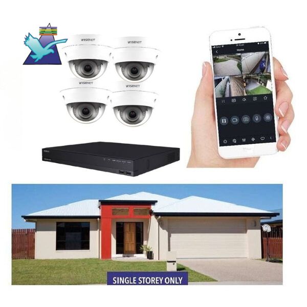 Wiesnet Samsung CCTV Security Camera System with 4 HD Cameras - Complete Home & Business Surveillance Kit for Indoor/Outdoor Monitoring