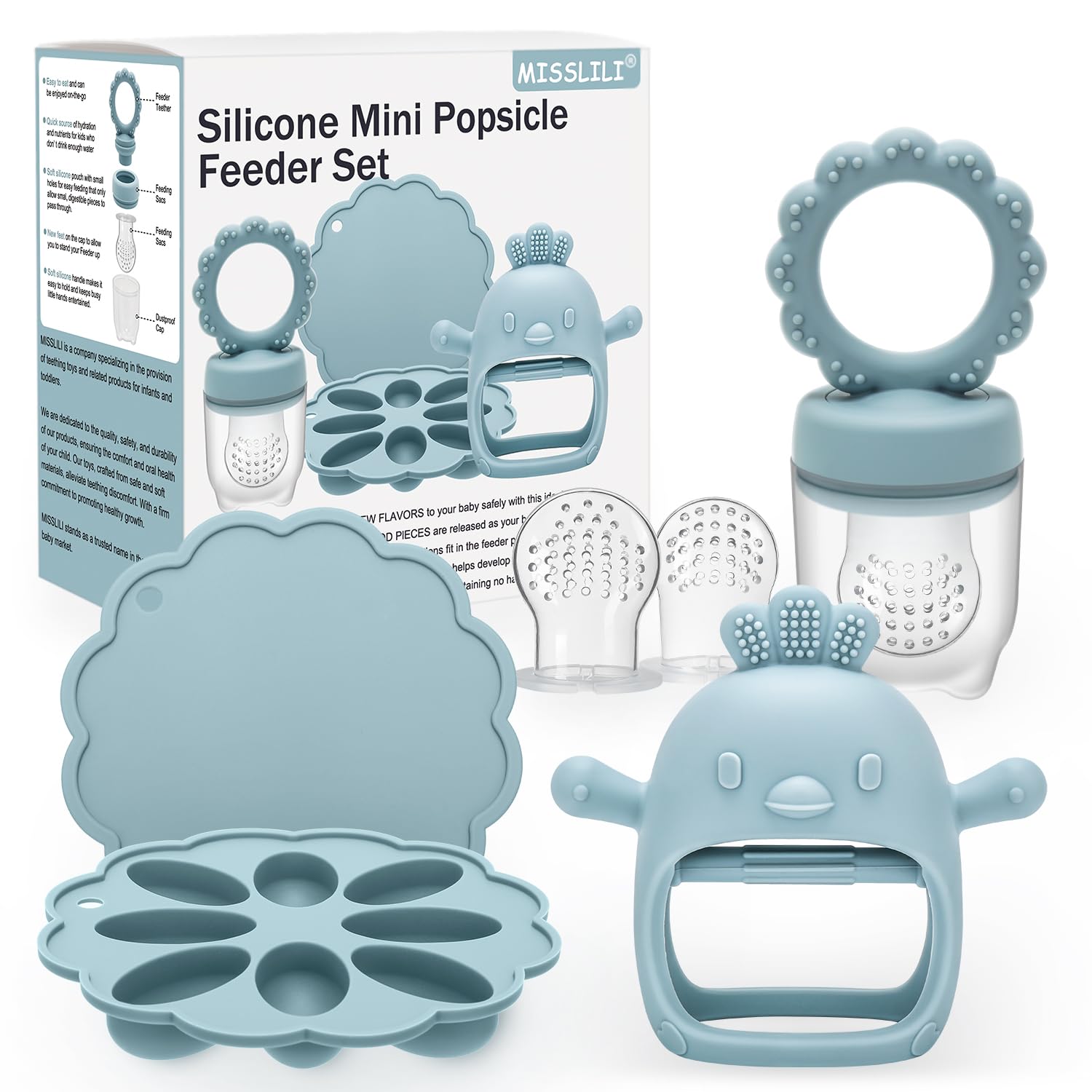 3 Pack Baby Teething Mittens with Fruit Feeder & Freezer Tray - BPA Free Silicone Teething Toys for Infants 3+ Months - Includes Extra Silicone Sacs - Perfect for Soothing Sore Gums & Introducing Solid Foods