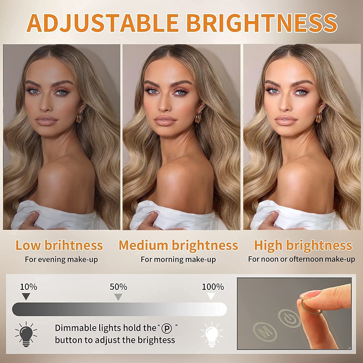 Hollywood Vanity Mirror with LED Lights - Professional Makeup Mirror with Adjustable Brightness, Touch Control & 58x46CM Large Mirror for Makeup Application (Black) - Perfect for Home Dressing Room, Beauty Salon & Professional Makeup Artists