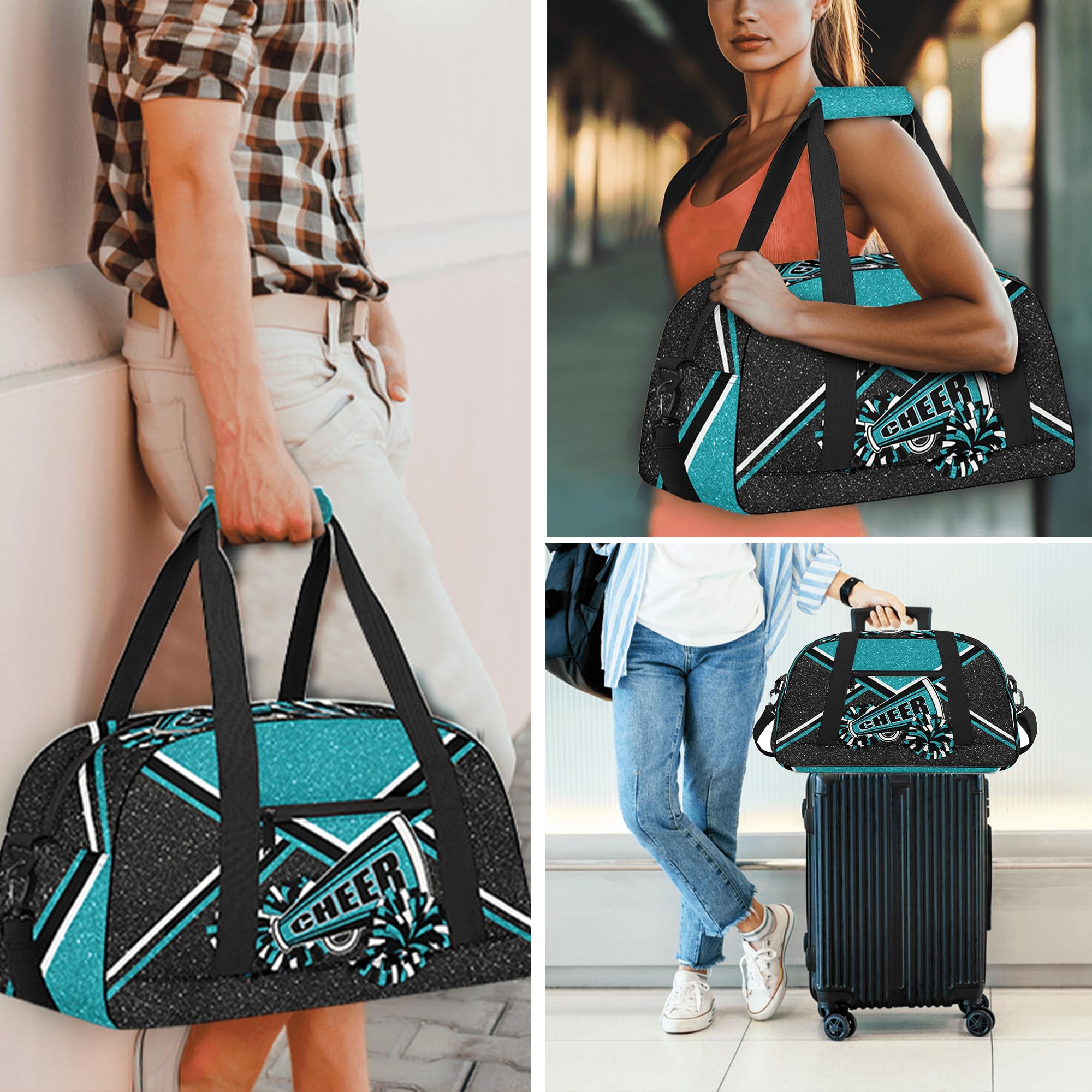 Best Cheerleading Gym Bag for Women – Durable Cheer Duffle Bag for Travel & Sports – Large Weekender Carry On Bag – Perfect for Practice, Competitions & Trips (Teal)