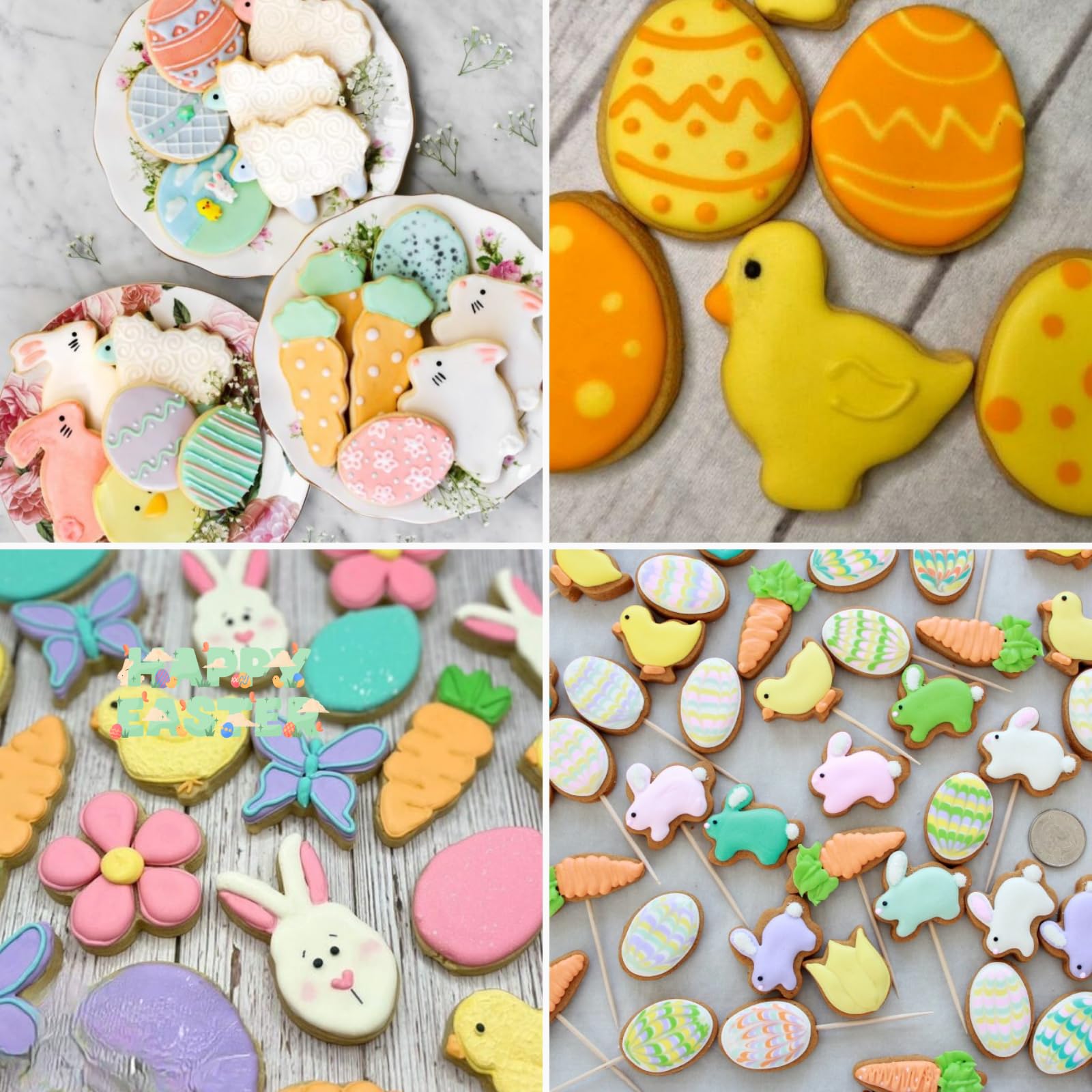 12PCS Mini Easter Cookie Cutters Set - Stainless Steel Easter Egg, Bunny, Chick, Butterfly, Flower Shapes for Baking, DIY Decorations - Perfect for Easter Party, Holiday Baking & Home Kitchen Decor