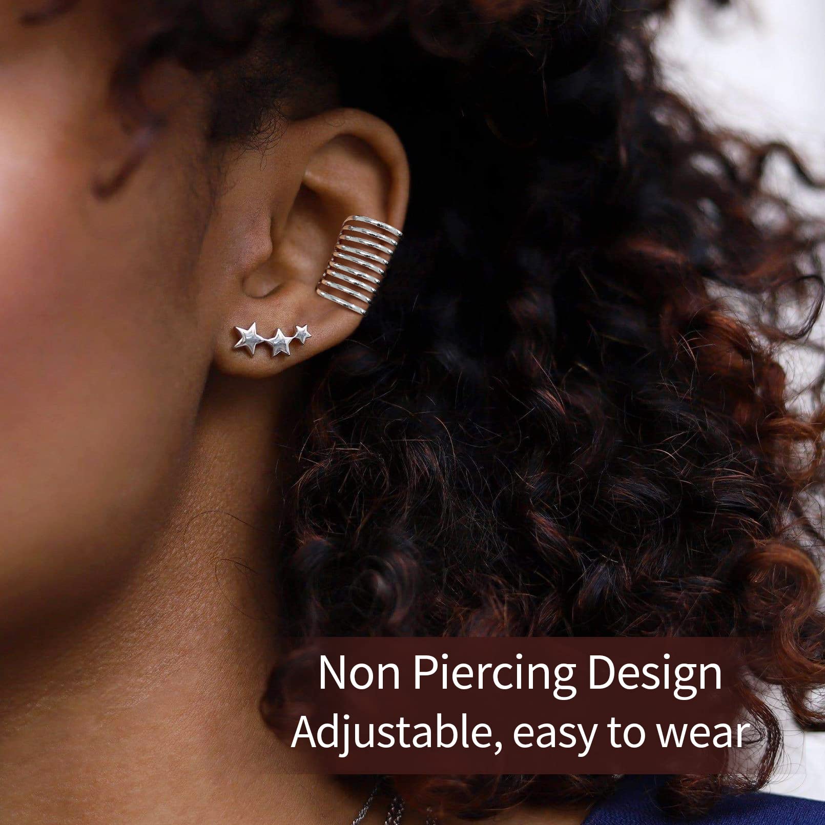 ChicSilver 925 Sterling Silver Non-Piercing Clip-On Cartilage Cuff Earrings for Women - Elegant Ear Cuff Jewelry with Gift Box - Perfect for Parties, Weddings & Everyday Wear