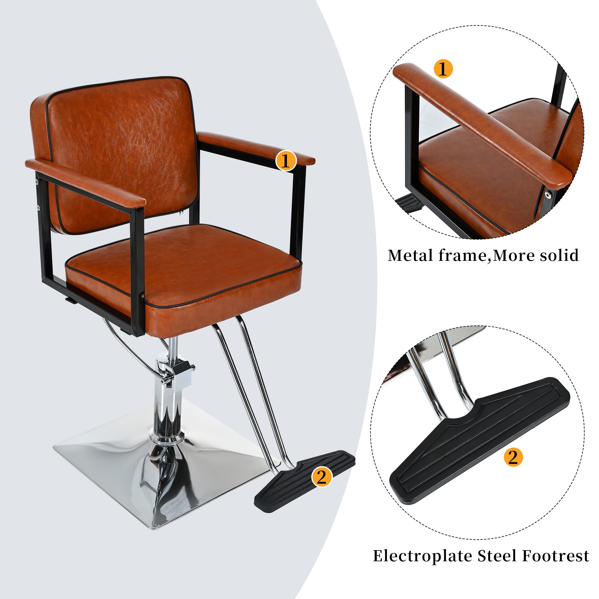 Premium Hydraulic Barber Chair - Adjustable Height & Swivel Wood Leather Salon Styling Chair for Professional Haircuts | Perfect for Beauty Salons, Barber Shops & Spa Equipment