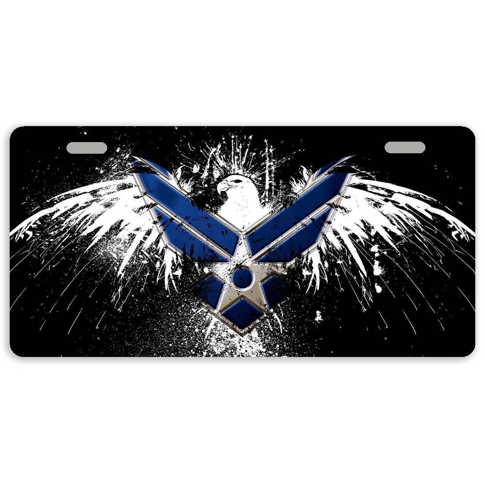 US Air Force Eagle Metal License Plate Cover - 11.8 x 6.1 Inches with 2 Holes - Durable Car Tag for Military Supporters & Patriotic Vehicle Decoration - Perfect for Trucks, Cars & Motorcycles
