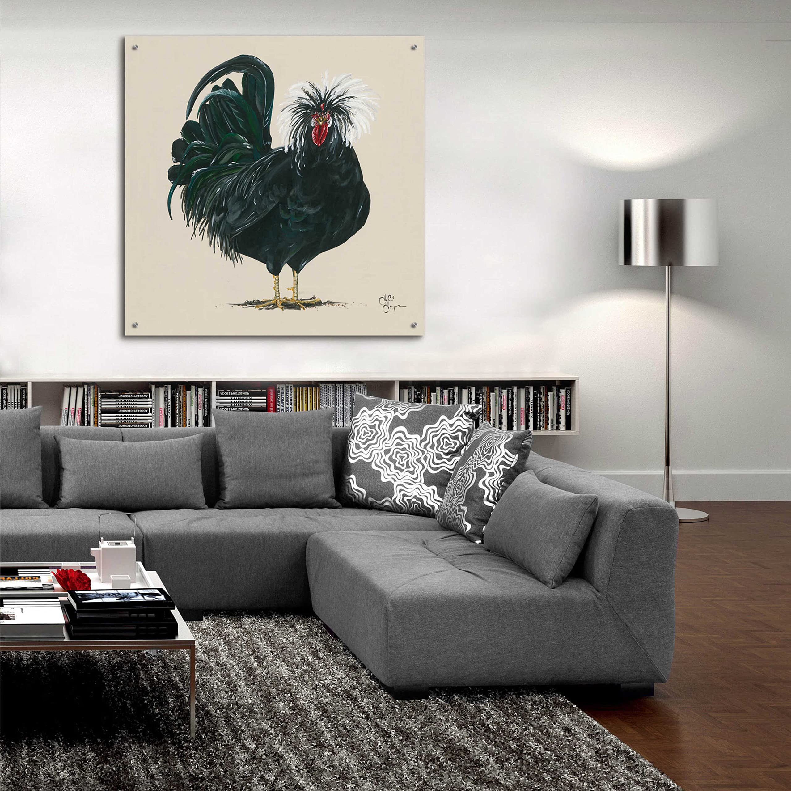 Epic 'Chicken' Acrylic Glass Wall Art by Hollihocks - 36x36 Inches Modern Home Decor for Living Room, Bedroom & Office