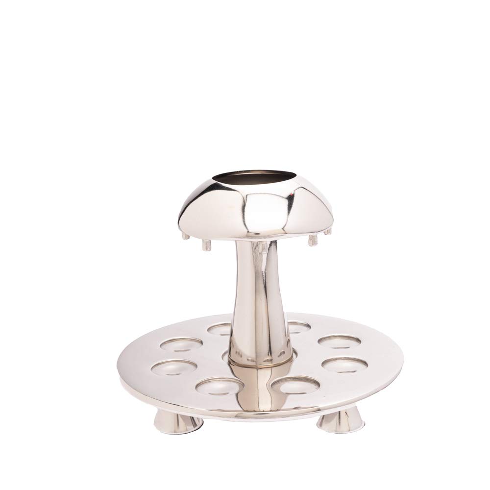 Elegant Hammered Kiddush Fountain Set - 8 Sharing Cups & 1 Main Cup, Colorful Anodized Aluminum Rings, Perfect Judaica Gift for Shabbat & Jewish Holidays