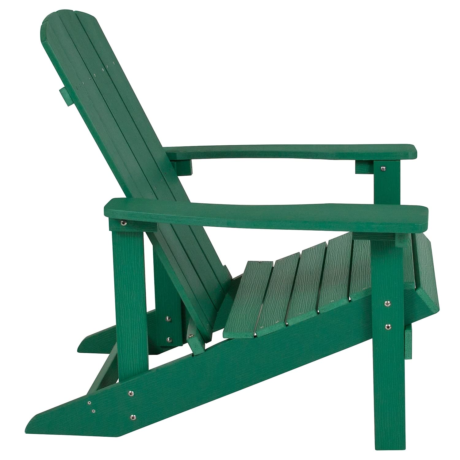 Flash Furniture Charlestown Commercial Grade Indoor/Outdoor Adirondack Chair - Weather Resistant Durable Poly Resin Deck & Patio Seating in Green - Perfect for Backyard, Garden, Poolside & Beach Relaxation
