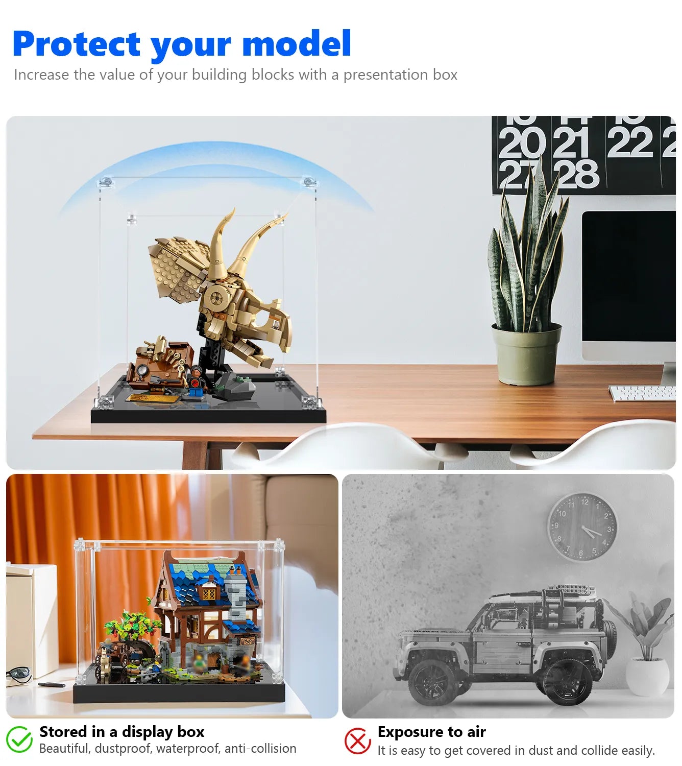 LEGO® Jurassic World™ Dinosaur Fossils Display Case for Triceratops Skull 76969 - Premium Acrylic Showcase for Collectors & Home Decor