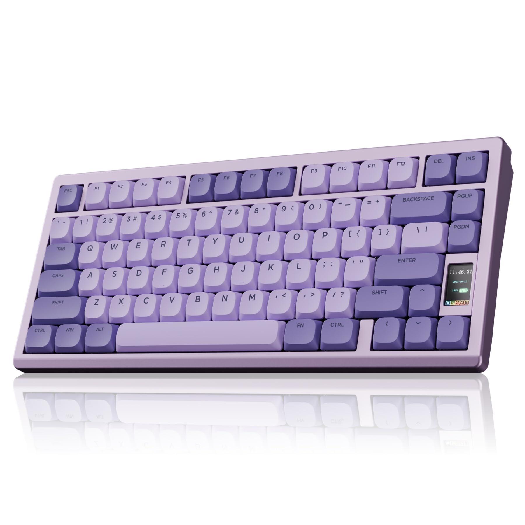 Chilkey ND75 LP Low Profile Aluminum Mechanical Keyboard - 75% Wireless Gaming Keyboard with Screen, Tri-Mode Connectivity, Quick Disassembly, RGB Backlit - for PC, Laptop, Office & Gaming (Purple) | Perfect for Esports, Typing & Professional Workstations