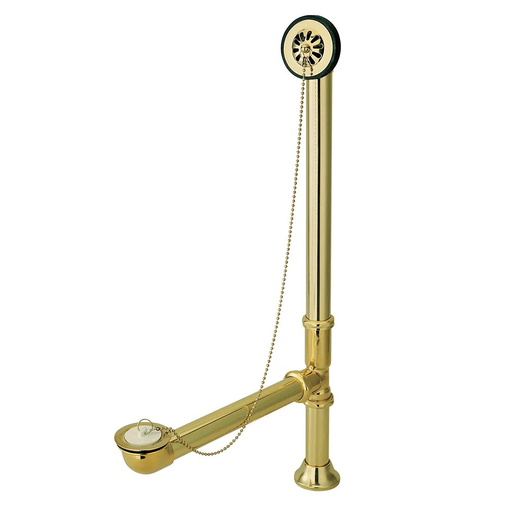 Elements of Design St. Louis DS2092 Clawfoot Tub Waste and Overflow Drain Kit - Polished Brass Finish for Vintage Bathroom Renovation & Luxury Bathtub Installation