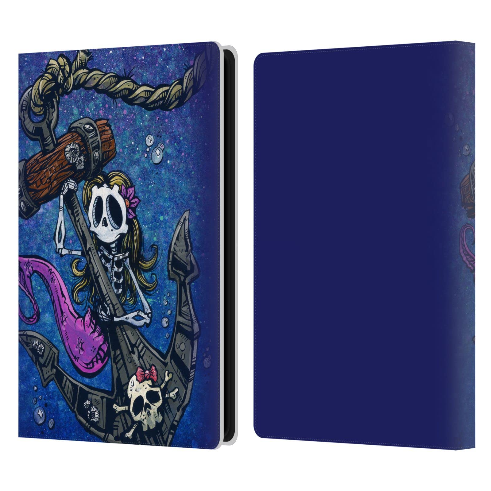 David Lozeau Mermaid Anchor Leather Kindle Case - Officially Licensed Colorful Grunge Book Wallet Cover Compatible with Kindle Paperwhite 4 (2019) - Perfect for Reading at Beach, Travel & Daily Commute