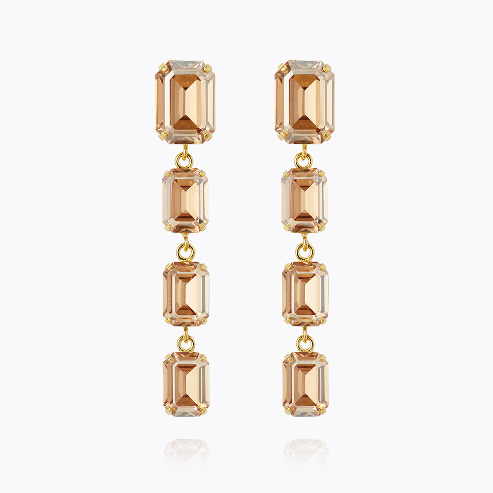 Lydia Long Golden Shadow Earrings for Women - Elegant Dangle Drop Earrings for Party, Wedding & Evening Occasions