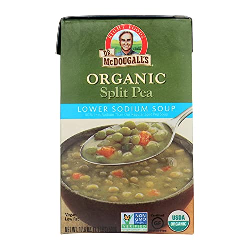 Organic Low Sodium Split Pea Soup by Dr. McDougall's Right Foods - 17.6 oz (Pack of 2 Sets, 6 per Case) - Healthy Vegan Meal for Camping, Office Lunch & Emergency Food Supply