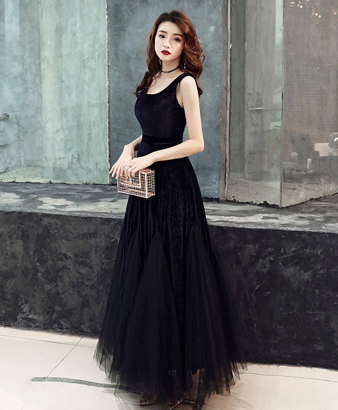 Elegant Black Tulle Prom Dress with Velvet Accents - Formal Evening Gown for Homecoming, Quinceañera & Special Occasions