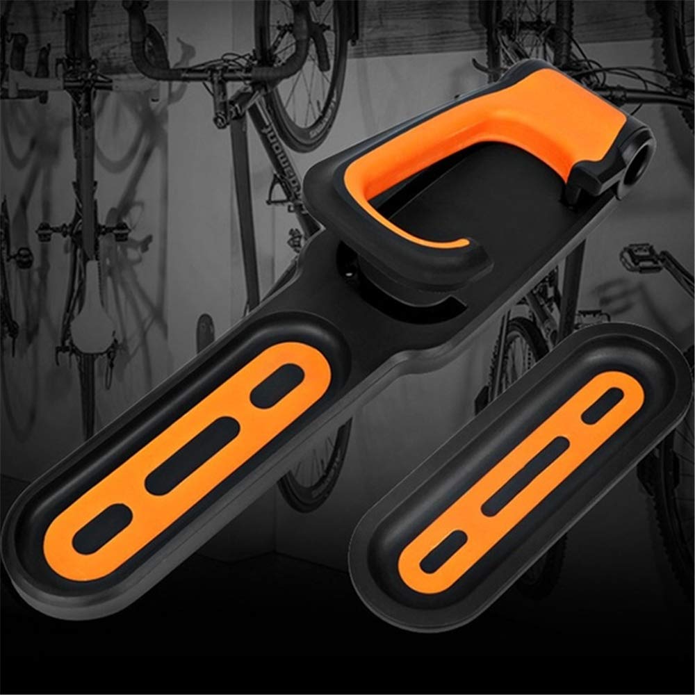 1PC Adjustable Wall Mount Bike Rack - Space Saving Garage Bicycle Hanger Storage Stand for Indoor/Outdoor Use - Orange (Perfect for Apartments, Garages & Small Spaces)