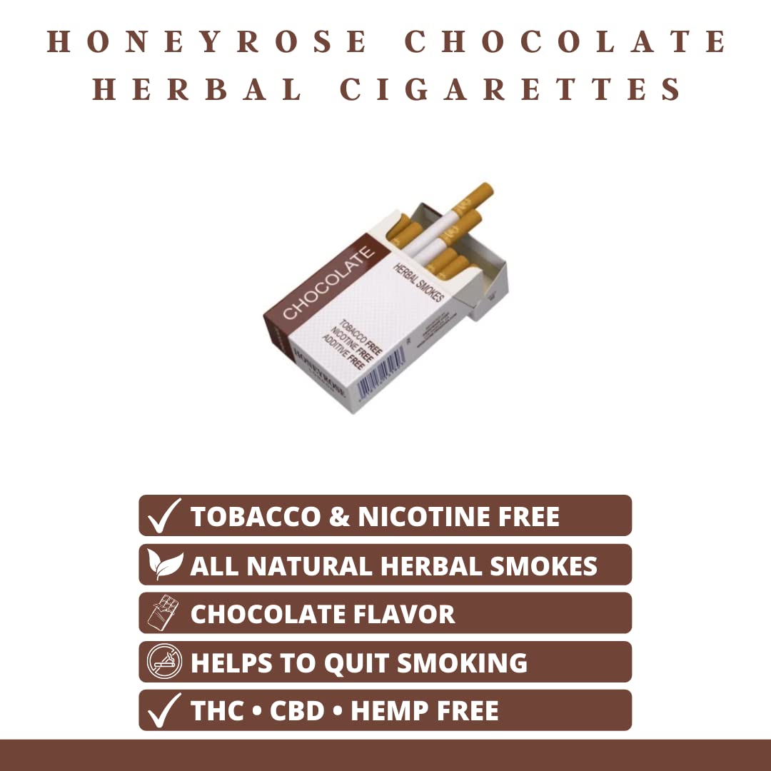 Honeyrose CHOCOLATE Tobacco-Free & Nicotine-Free Herbal Cigarettes – Natural Relaxation for Stress Relief & Social Occasions