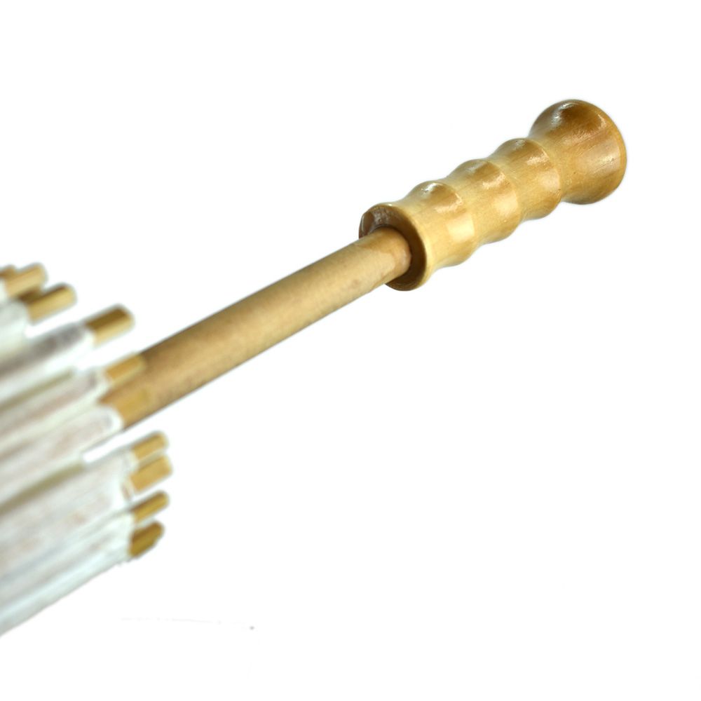 28 Pack Beige Wedding Paper Parasols with Elegant Wooden Handles - Perfect for Bridal Showers, Garden Parties & Photo Props