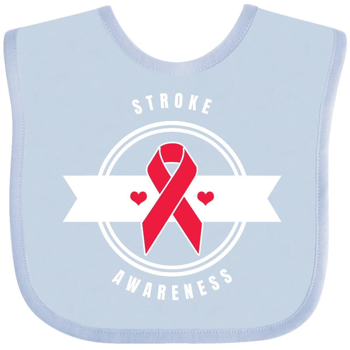 Inktastic Stroke Awareness Baby Bib with Red Ribbon & Banner - Soft Cotton Drool Bib for Infants, Toddlers - Perfect for Feeding, Messy Playtime & Raising Awareness