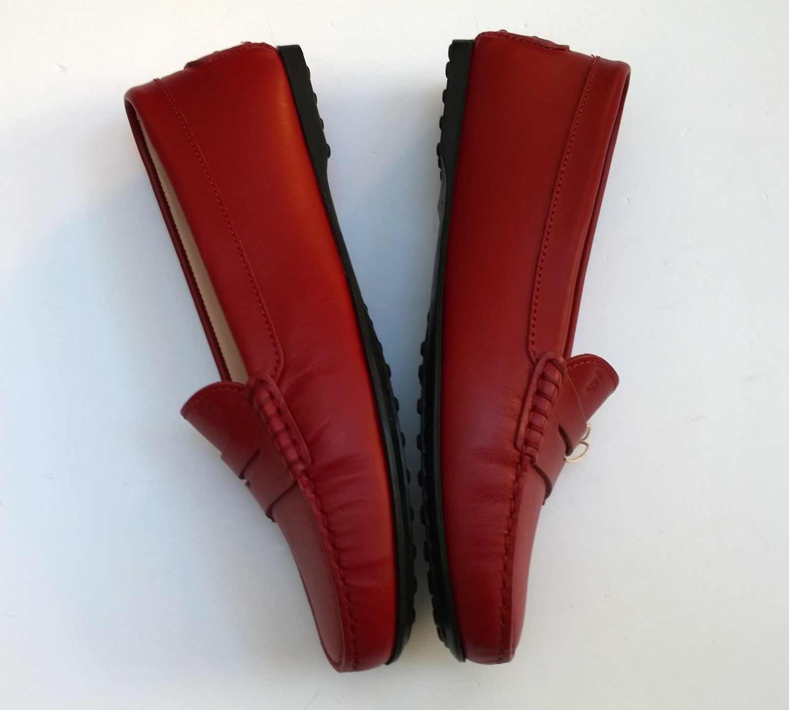 Tod's Gommino Rubber Dots Loafers - Genuine Red Leather Flats for Women | Comfortable Slip-On Shoes for Work, Travel & Casual Outfits
