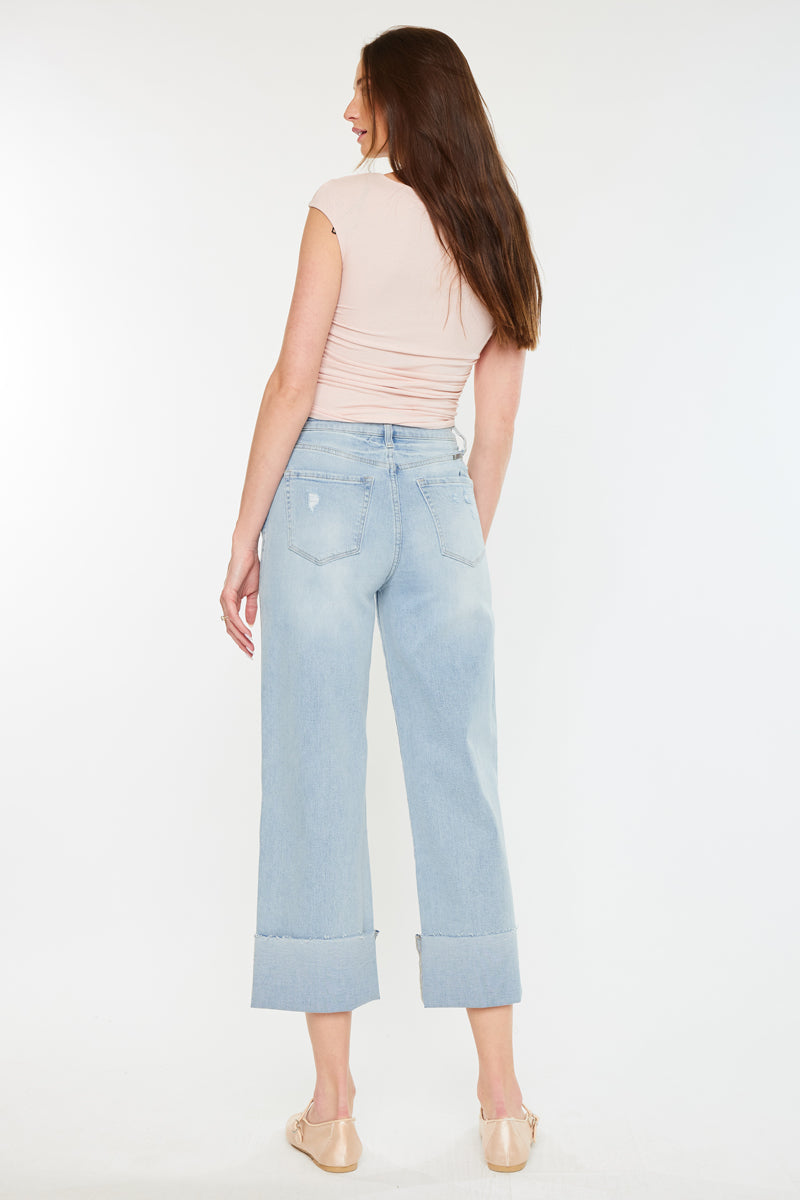 Sully 90's High Waist Cropped Wide Leg Jeans for Women - Vintage Retro Denim Pants - Perfect for Casual Outfits, Street Style & Everyday Wear