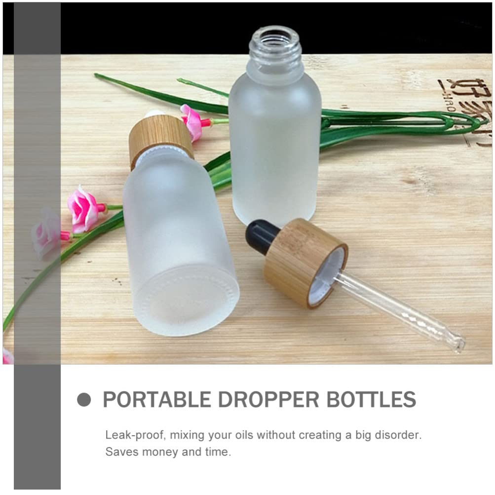 EXCLUZO 5-Pack Glass Dropper Bottles with Bamboo Lids - Leakproof Essential Oil Containers for Travel, DIY Blends & Aromatherapy - Perfect for Essential Oils, Perfumes, Serums & Liquid Storage