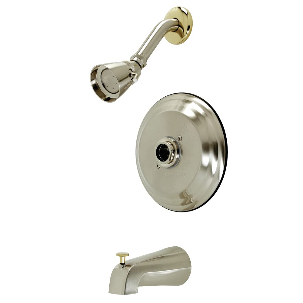 Kingston Brass KB3639TLH Tub and Shower Faucet Trim Kit - Brushed Nickel/Polished Brass Finish - 7.5
