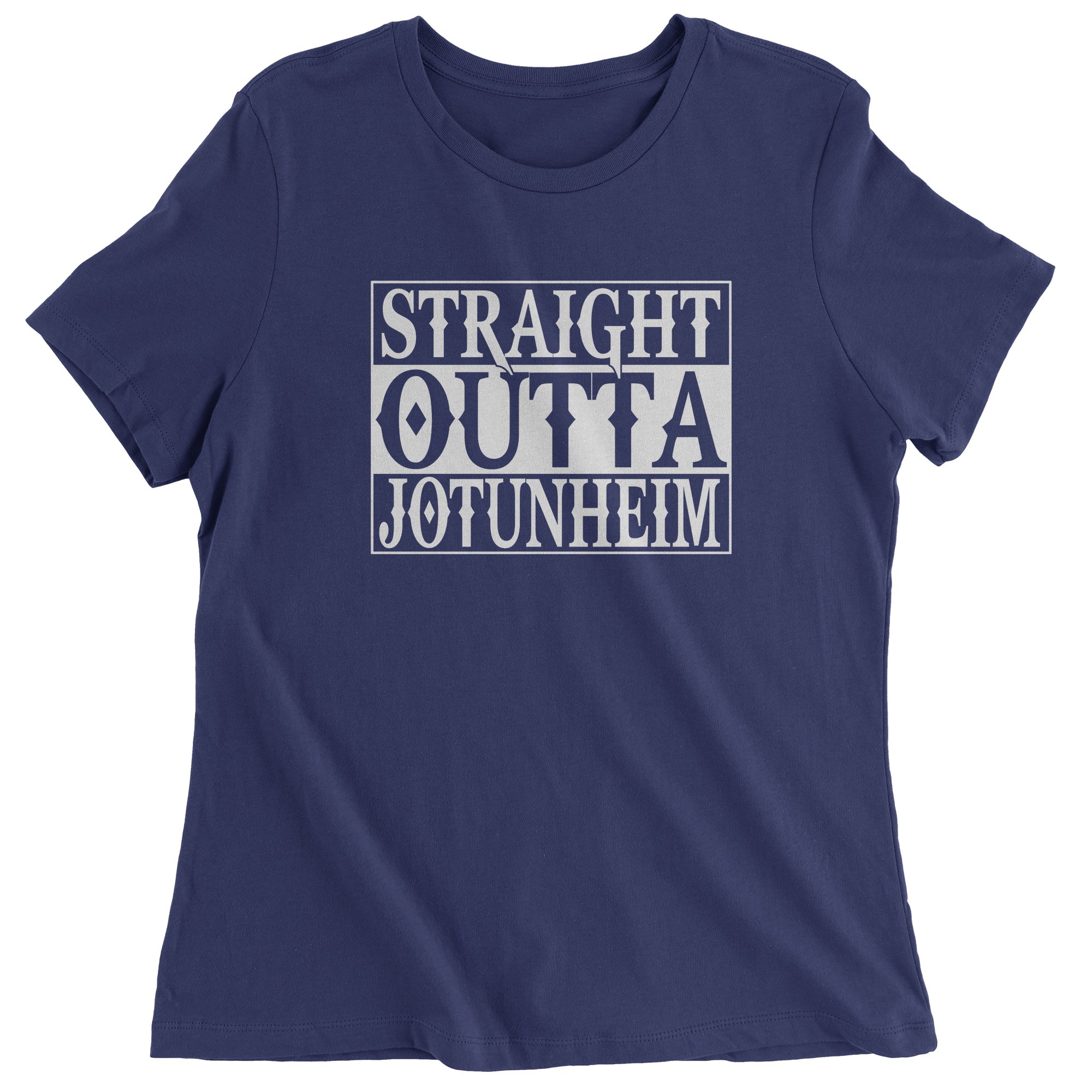 FerociTees Women's Straight Outta Jotunheim Norse Mythology Gaming T-Shirt | Viking God Graphic Tee for Gamers & Fantasy Lovers | Perfect for Cosplay, Conventions & Casual Wear