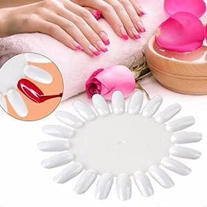 Krishna Enterprises False Nail Flower Wheel - 20 Color Nail Art Display Board Template with Shaped Nails for Professional Practice | Includes 10pc Multi-Shade Tool Kit | Perfect for Salon, DIY Nail Design & Beginners Training